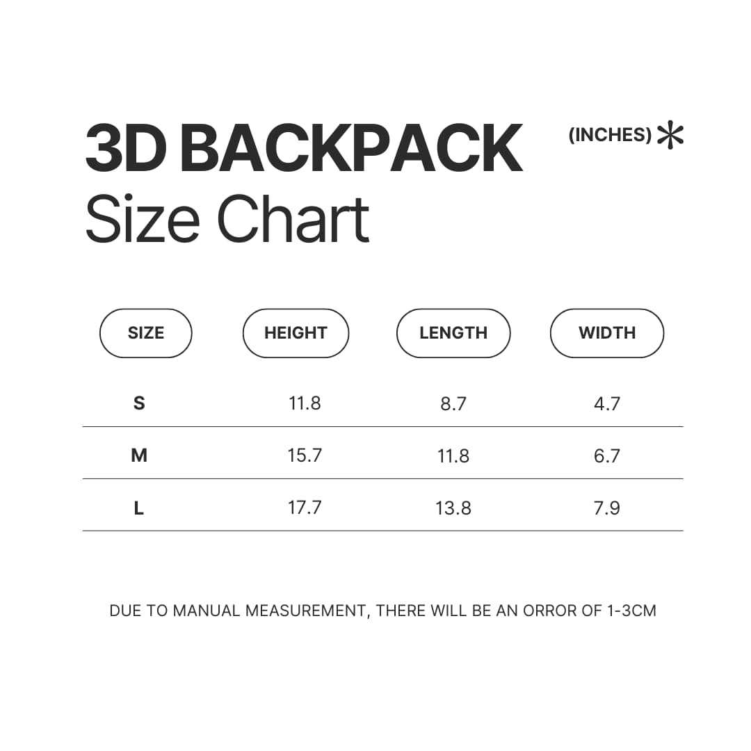 3D Backpack Size Chart - Gokurakugai Store