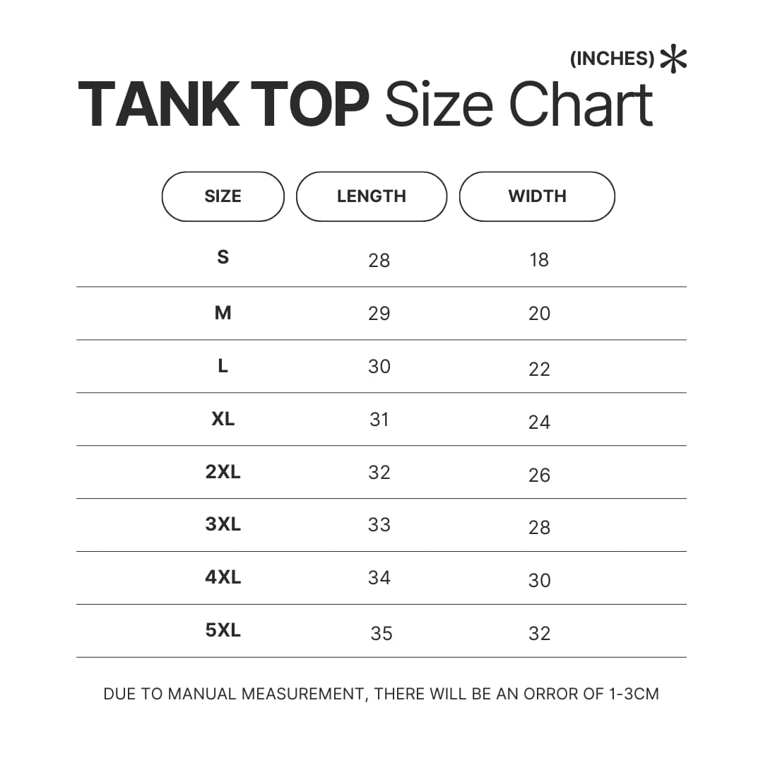Tank Top Size Chart - Gokurakugai Store