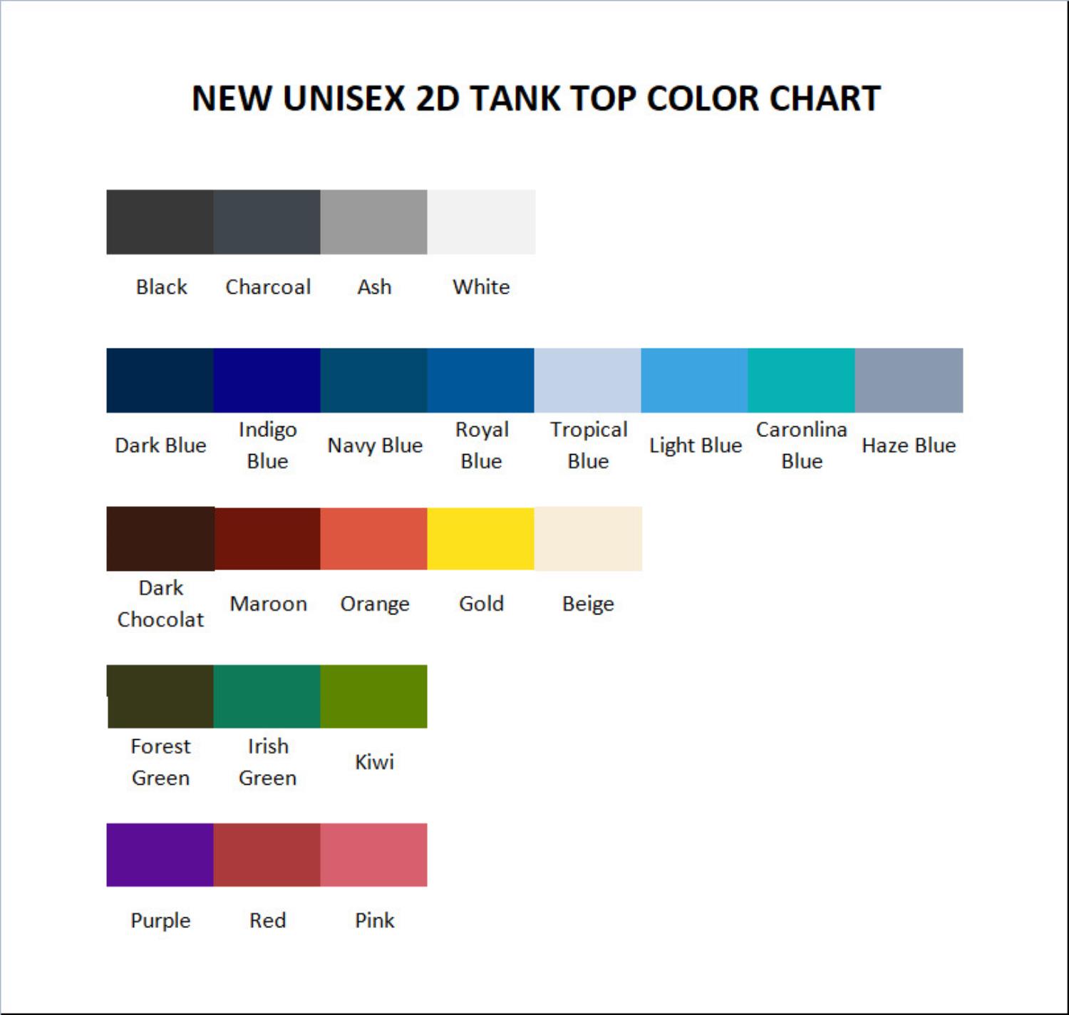 tank top color chart - Gokurakugai Store